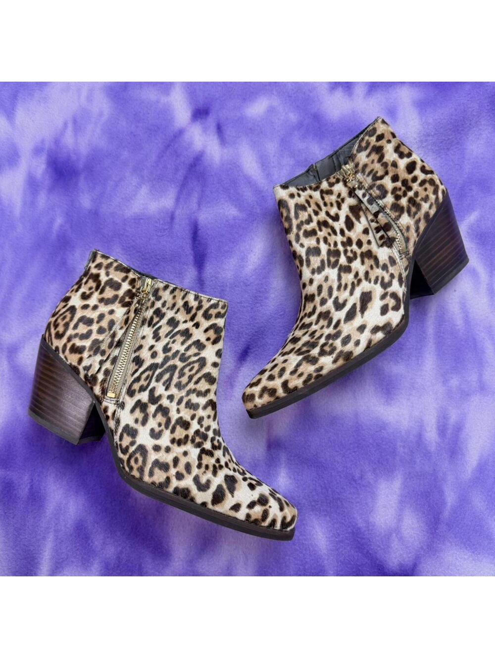 Sam Edleman Walden leather cow hide leopard western boot